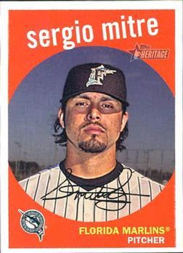 #411 Sergio Mitre - Florida Marlins - 2008 Topps Heritage Baseball
