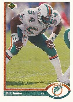 #411 E.J. Junior - Miami Dolphins - 1991 Upper Deck Football