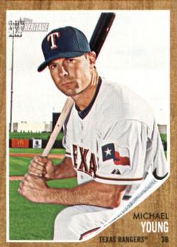 #411 Michael Young - Texas Rangers - 2011 Topps Heritage Baseball