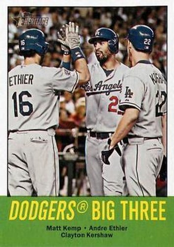 #412 Dodgers Big Three Matt Kemp / Andre Ethier / Clayton Kershaw - Los Angeles Dodgers - 2012 Topps Heritage Baseball
