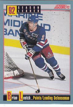 #416 Brian Leetch - New York Rangers - 1992-93 Score Canadian Hockey