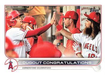 #416 Dugout Congratulations - Los Angeles Angels - 2022 Topps Baseball