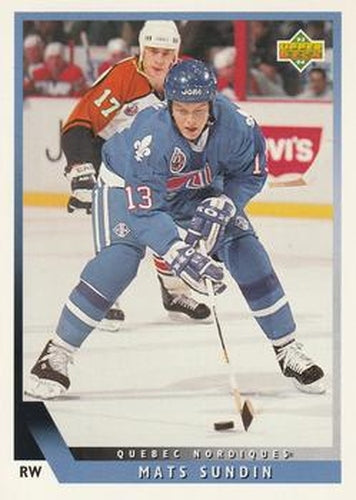 #419 Mats Sundin - Quebec Nordiques - 1993-94 Upper Deck Hockey