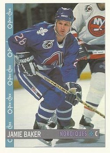 #41 Jamie Baker - Quebec Nordiques - 1992-93 O-Pee-Chee Hockey