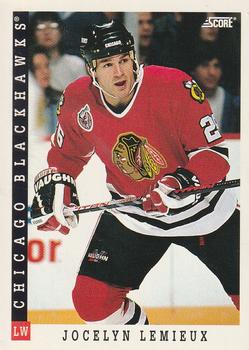 #420 Jocelyn Lemieux - Chicago Blackhawks - 1993-94 Score Canadian Hockey