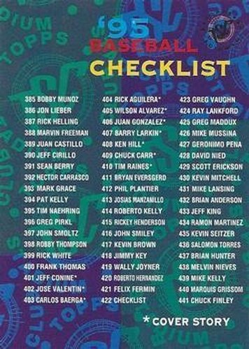 #422 Checklist: 385-495 - 1995 Stadium Club Baseball