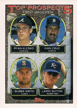 #423 Ryan Klesko / Ivan Cruz / Bubba Smith / Larry Sutton - Atlanta Braves / Detroit Tigers / Seattle Mariners / Kansas City Royals - 1993 Topps Baseball