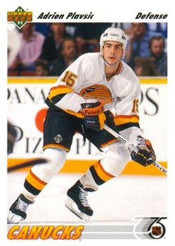 #424 Adrien Plavsic - Vancouver Canucks - 1991-92 Upper Deck Hockey