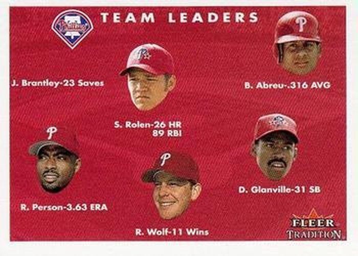 #424 Scott Rolen / Bobby Abreu / Doug Glanville / Randy Wolf / Robert Person - Philadelphia Phillies - 2001 Fleer Tradition Baseball