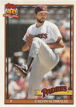 #424 Calvin Schiraldi - San Diego Padres - 1991 O-Pee-Chee Baseball