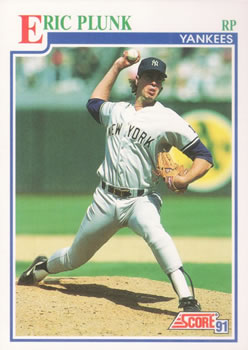 #428 Eric Plunk - New York Yankees - 1991 Score Baseball