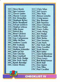 #429 Checklist IV: 325-429 - 1991-92 Bowman Hockey