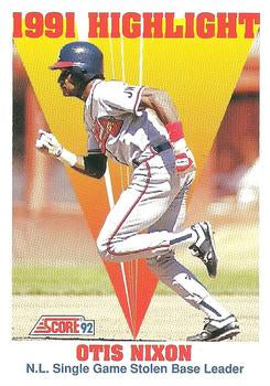 #429 Otis Nixon - Atlanta Braves - 1992 Score Baseball