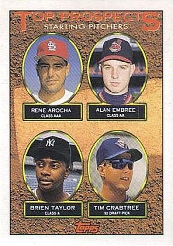 #742 Rene Arocha / Alan Embree / Brien Taylor / Tim Crabtree - St. Louis Cardinals / Cleveland Indians / New York Yankees / Toronto Blue Jays - 1993 Topps Baseball
