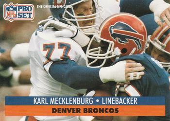 #142 Karl Mecklenburg - Denver Broncos - 1991 Pro Set Football