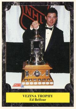 #431 Ed Belfour Vezina Trophy - Chicago Blackhawks - 1991-92 Score American Hockey