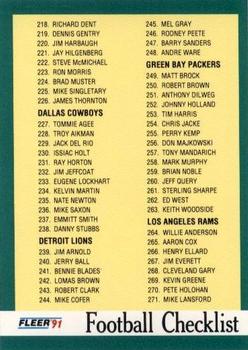 #431 Checklist: 218-327 - Chicago Bears / Dallas Cowboys / Detroit Lions / Green Bay Packers / Los Angeles Rams / Minnesota Vikings / New Orleans Saints / New York Giants / Philadelphia Eagles - 1991 Fleer Football