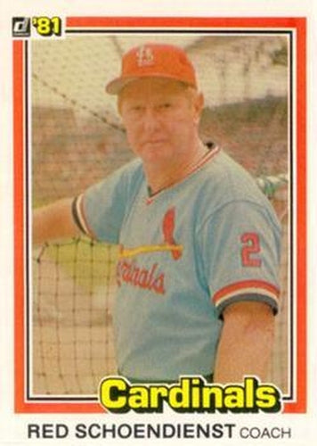 #431 Red Schoendienst - St. Louis Cardinals - 1981 Donruss Baseball