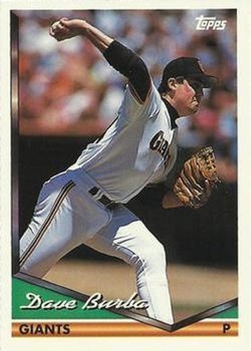 #433 Dave Burba - San Francisco Giants - 1994 Topps Baseball