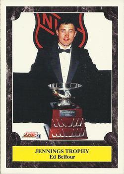 #433 Ed Belfour Jennings Trophy - Chicago Blackhawks - 1991-92 Score American Hockey