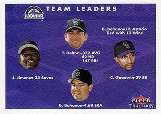 #435 Todd Helton / Tom Goodwin / Brian Bohanon / Jose Jimenez - Colorado Rockies - 2001 Fleer Tradition Baseball