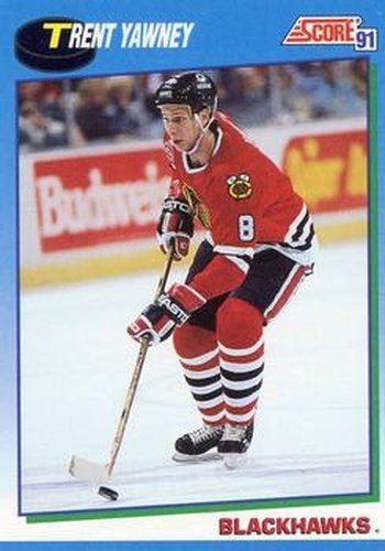 #439 Trent Yawney - Chicago Blackhawks - 1991-92 Score Canadian Hockey