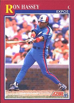 #43T Ron Hassey - Montreal Expos - 1991 Score Rookie & Traded Baseball