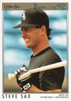 #43 Steve Sax - Chicago White Sox - 1992 O-Pee-Chee Premier Baseball
