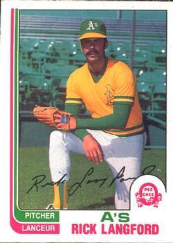 #43 Rick Langford - Oakland Athletics - 1982 O-Pee-Chee Baseball