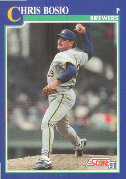 #43 Chris Bosio - Milwaukee Brewers - 1991 Score Baseball