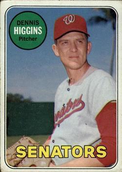 #441b Dennis Higgins - Washington Senators - 1969 Topps Baseball