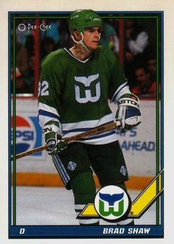 #442 Brad Shaw - Hartford Whalers - 1991-92 O-Pee-Chee Hockey