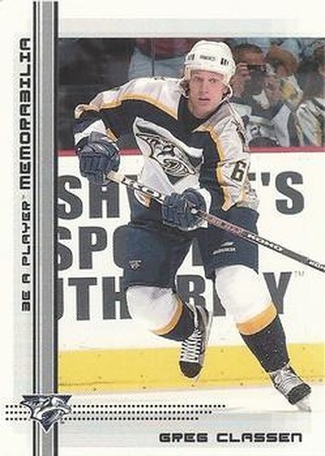 #442 Greg Classen - Nashville Predators - 2000-01 Be a Player Memorabilia Hockey