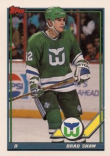 #442 Brad Shaw - Hartford Whalers - 1991-92 Topps Hockey