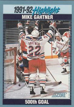 #443 Mike Gartner - New York Rangers - 1992-93 Score Canadian Hockey