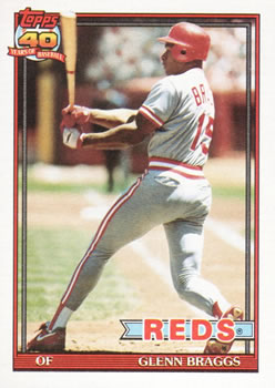 #444 Glenn Braggs - Cincinnati Reds - 1991 Topps Baseball