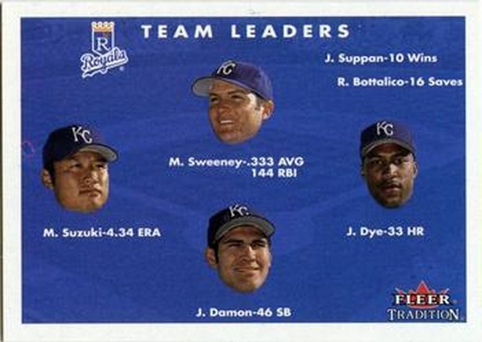 #445 Mike Sweeney / Jermaine Dye / Johnny Damon / Mac Suzuki - Kansas City Royals - 2001 Fleer Tradition Baseball