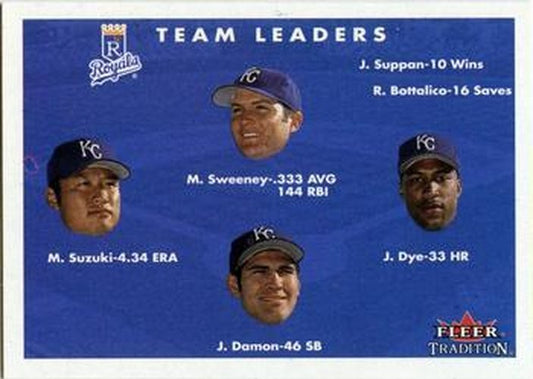 #445 Mike Sweeney / Jermaine Dye / Johnny Damon / Mac Suzuki - Kansas City Royals - 2001 Fleer Tradition Baseball