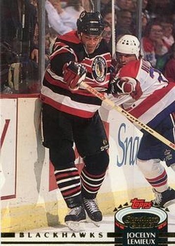 #446 Jocelyn Lemieux - Chicago Blackhawks - 1992-93 Stadium Club Hockey