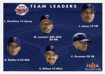 #446 Matt Lawton / Jacque Jones / Cristian Guzman / Eric Milton / Brad Radke - Minnesota Twins - 2001 Fleer Tradition Baseball