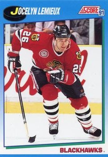 #447 Jocelyn Lemieux - Chicago Blackhawks - 1991-92 Score Canadian Hockey