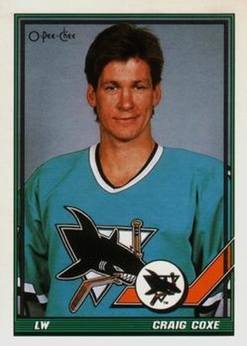 #447 Craig Coxe - San Jose Sharks - 1991-92 O-Pee-Chee Hockey