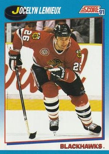 #447 Jocelyn Lemieux - Chicago Blackhawks - 1991-92 Score Canadian Bilingual Hockey
