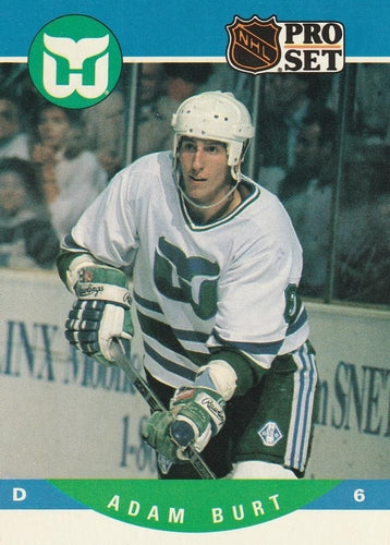 #447 Adam Burt - Hartford Whalers - 1990-91 Pro Set Hockey