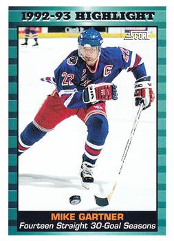 #447 Mike Gartner - New York Rangers - 1993-94 Score Canadian Hockey