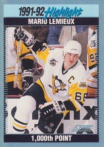 #448 Mario Lemieux - Pittsburgh Penguins - 1992-93 Score Canadian Hockey