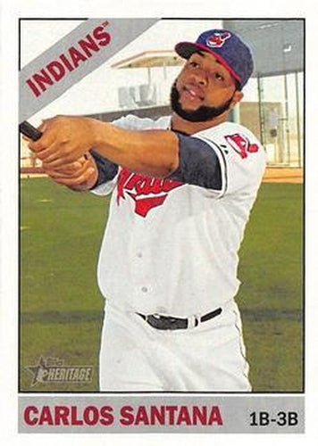 #448 Carlos Santana - Cleveland Indians - 2015 Topps Heritage Baseball