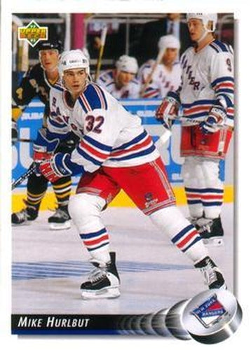 #448 Mike Hurlbut - New York Rangers - 1992-93 Upper Deck Hockey
