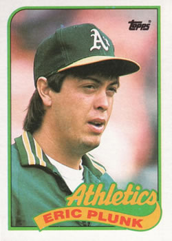 #448 Eric Plunk - Oakland Athletics - 1989 Topps Baseball