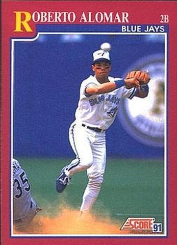 #44T Roberto Alomar - Toronto Blue Jays - 1991 Score Rookie & Traded Baseball